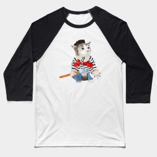 Kitty Artist Baseball T-Shirt